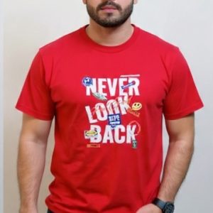 Never Look Back Sticker Graphic T-Shirt - Red