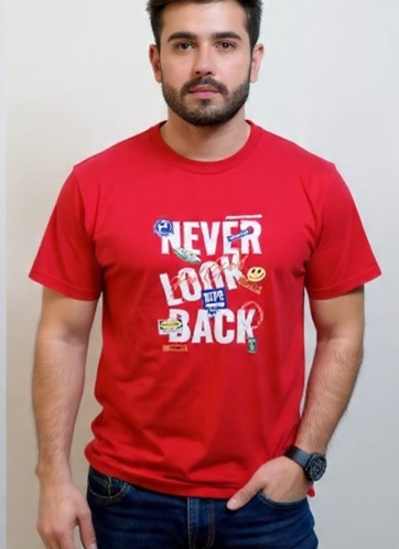 Never Look Back Sticker Graphic T-Shirt - Red