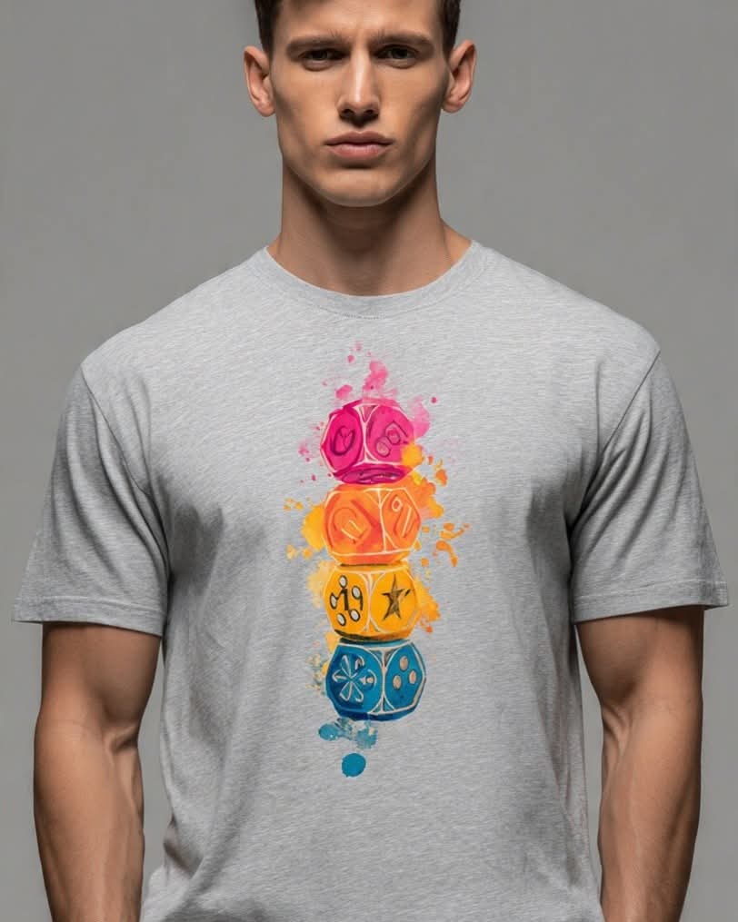 Excl Dice Stack Graphic T-Shirt For Men - Heather Grey