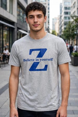 Believe In Yourself - Z Graphic Heather Grey T-Shirt | Puma Edition