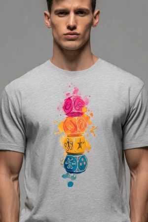 Excl Dice Stack Graphic T-Shirt For Men - Heather Grey