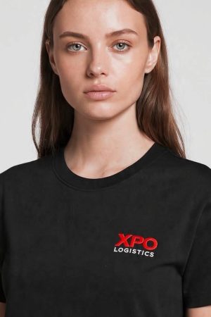 Excl Left-Chest Logo T-Shirt For Women - Black - Custom Embroidery Style