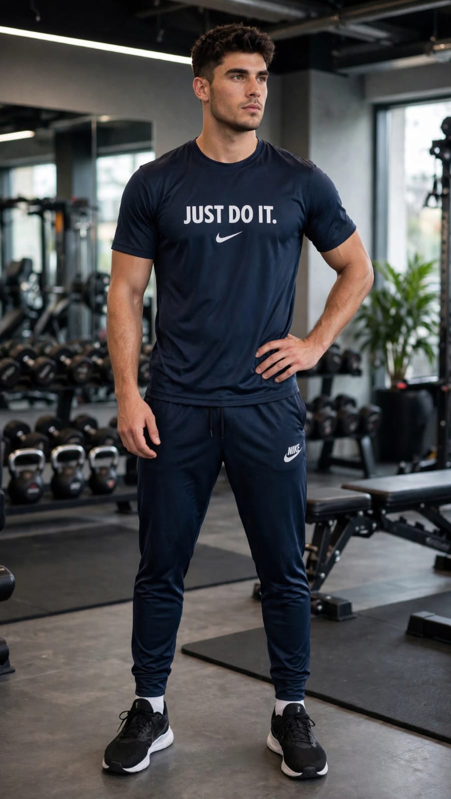 Nike Men's 2-Piece Gym Set - Dri-FIT "JUST DO IT." T-Shirt + Training Joggers - Navy