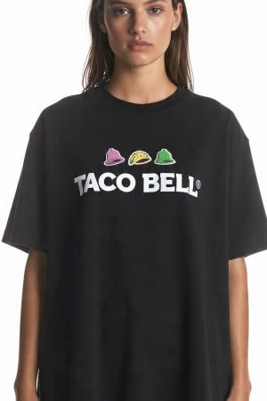 Unisex Oversized Graphic T-Shirt - Taco Bell Edition - Black